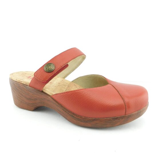 New ALEGRIA Red Leather Mary Jane Mule Clogs 39 - Picture 1 of 5